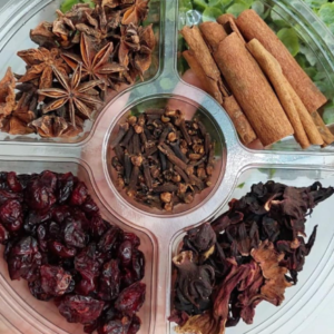 Kit de especiarias e frutas